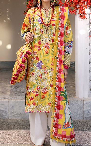Zaha Mustard Lawn Suit | Pakistani Lawn Dress in USA- Image 1
