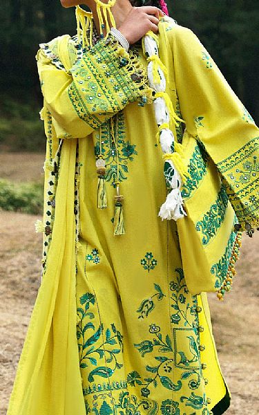 Zaha Lime Yellow Lawn Suit | Pakistani Lawn Dress in USA- Image 2