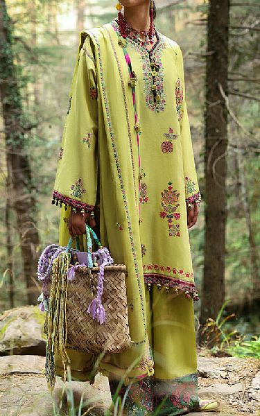 Zaha Light Olive Green Lawn Suit | Pakistani Lawn Dress in USA- Image 1
