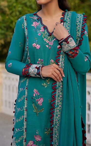 Zaha Deep Aqua Khaddar Suit | Pakistani Winter Dresses- Image 2
