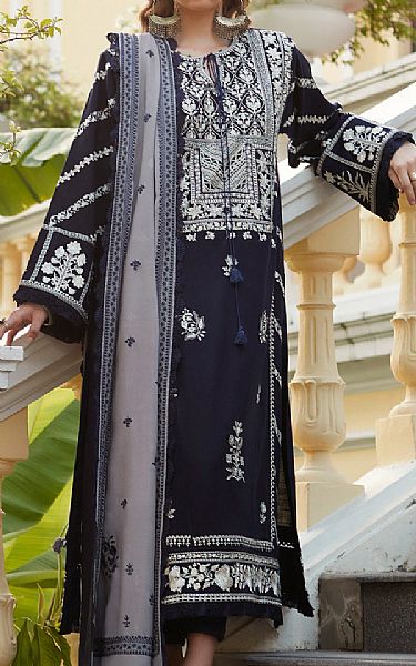 Zaha Midnight Blue Khaddar Suit | Pakistani Winter Dresses- Image 2