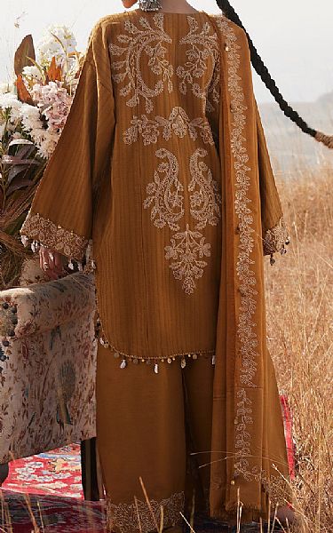 Zaha Clay Brown Jacquard Suit | Pakistani Winter Dresses in USA- Image 2