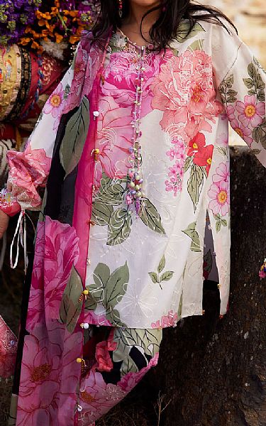 Zaha White/Pink Lawn Suit | Pakistani Lawn Dress in USA- Image 2