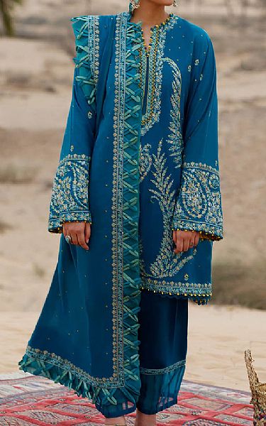 Zaha Denim Blue Lawn Suit | Pakistani Dresses in USA- Image 1