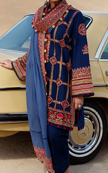 Zaha Navy Blue Lawn Suit | Pakistani Dresses in USA- Image 1