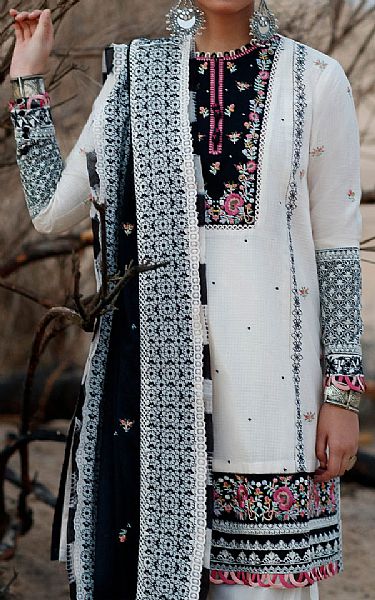 Zaha Off-white/Black Lawn Suit | Pakistani Dresses in USA- Image 2