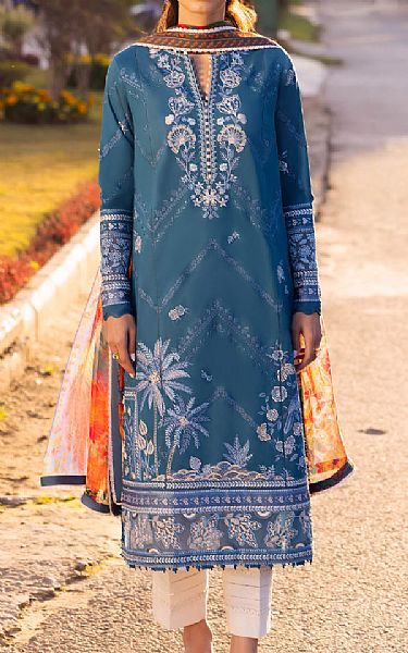 Zaha Zinc Blue Lawn Suit | Pakistani Lawn Suits- Image 1