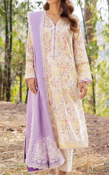 Zaha Ivory/Lavender Lawn Suit | Pakistani Lawn Suits- Image 1