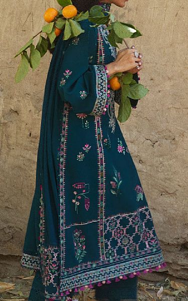 Zaha Teal Khaddar Suit | Pakistani Winter Dresses in USA- Image 2