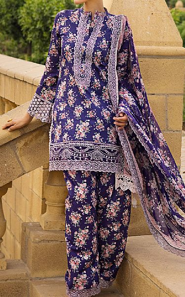 Zainab Chottani Royal Blue Lawn Suit | Pakistani Lawn Suits- Image 2