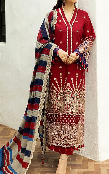 Zainab Chottani Wine Red Lawn Suit | Pakistani Lawn Dress in USA- Image 1
