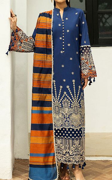 Zainab Chottani Denim Blue Lawn Suit | Pakistani Lawn Dress in USA- Image 1