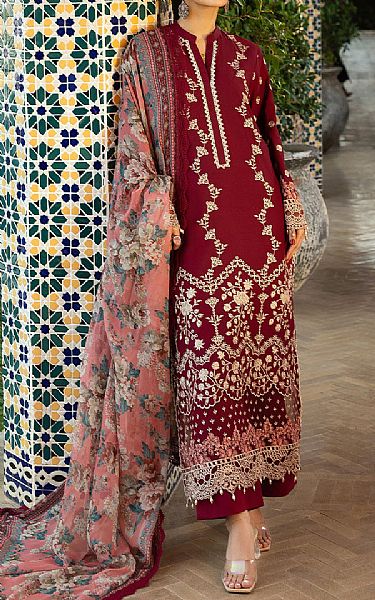 Zainab Chottani Maroon Lawn Suit | Pakistani Lawn Dress in USA- Image 1