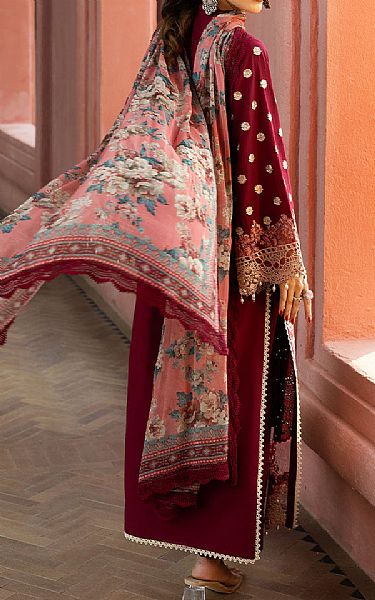 Zainab Chottani Maroon Lawn Suit | Pakistani Lawn Dress in USA- Image 2