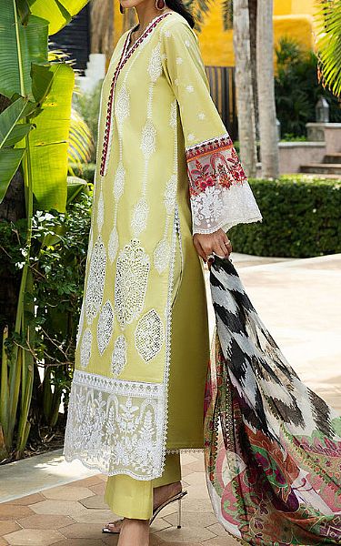 Zainab Chottani Lime Green Lawn Suit | Pakistani Lawn Dress in USA- Image 2
