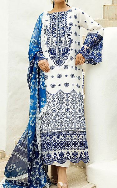 Zainab Chottani White/Blue Lawn Suit | Pakistani Lawn Dress in USA- Image 1
