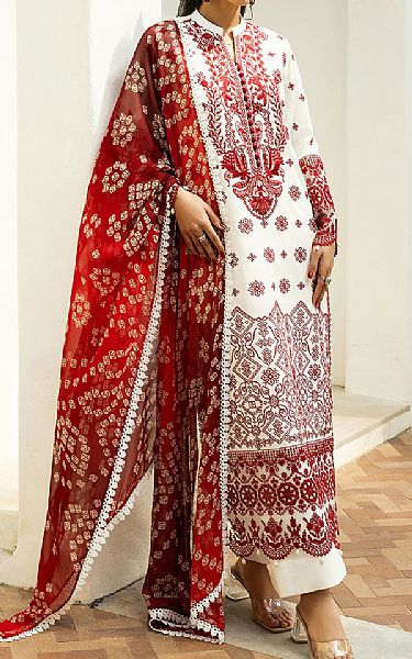 Zainab Chottani White/Red Lawn Suit | Pakistani Lawn Dress in USA- Image 1