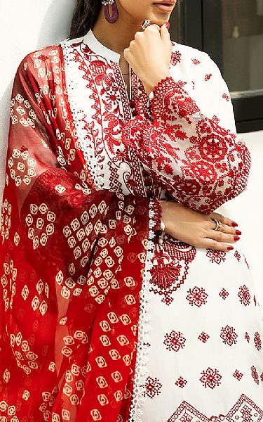 Zainab Chottani White/Red Lawn Suit | Pakistani Lawn Dress in USA- Image 2