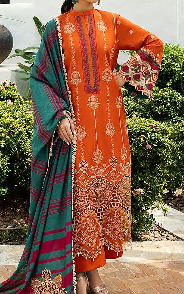 Zainab Chottani Bright Orange Lawn Suit | Pakistani Lawn Dress in USA- Image 1