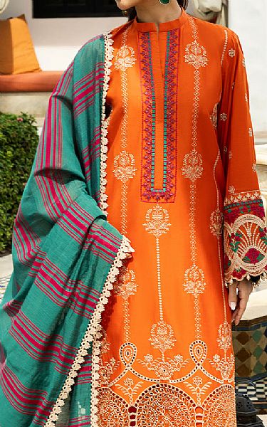 Zainab Chottani Bright Orange Lawn Suit | Pakistani Lawn Dress in USA- Image 2