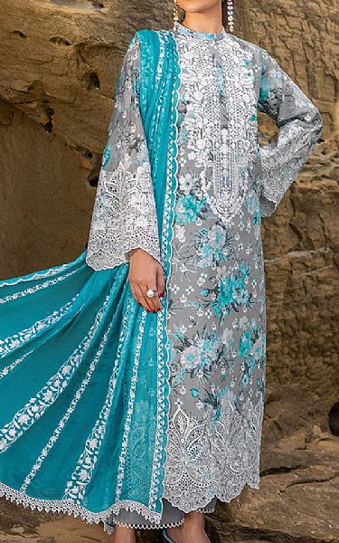 Zainab Chottani Grey Lawn Suit | Pakistani Lawn Suits- Image 1