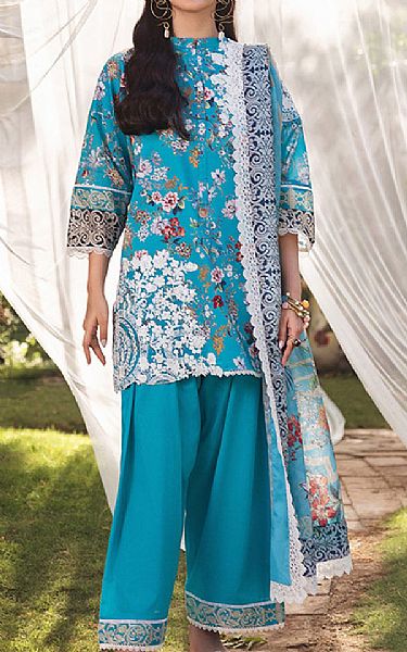Zainab Chottani Pacific Blue Lawn Suit | Pakistani Lawn Dress in USA- Image 1