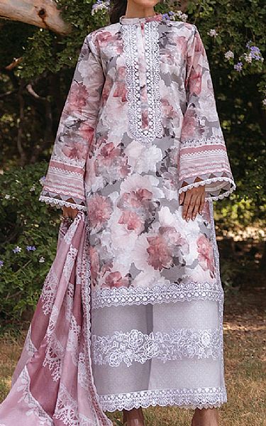 Zainab Chottani Grey/Light Mauve Lawn Suit | Pakistani Lawn Dress in USA- Image 1