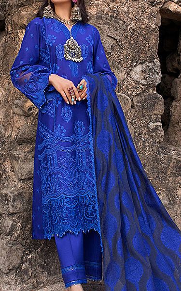 Zainab Chottani Dark Blue Lawn Suit | Pakistani Dresses in USA- Image 1