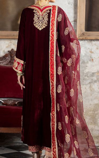 Zainab Chottani Maroon Velvet Suit | Pakistani Winter Dresses in USA- Image 2