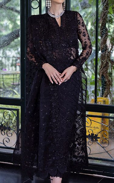 Zainab Chottani Black Organza Suit | Pakistani Embroidered Chiffon Dresses USA- Image 1