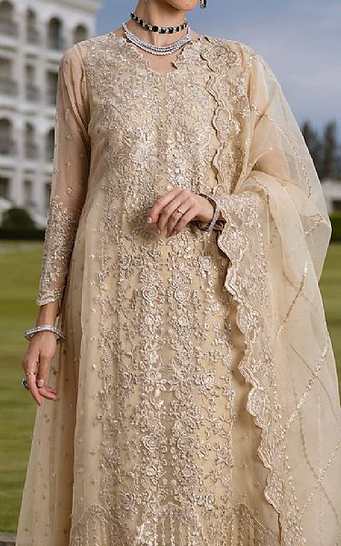 Zainab Chottani Tan Organza Suit | Pakistani Embroidered Chiffon Dresses USA- Image 3