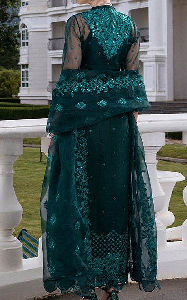 Zainab Chottani Teal Organza Suit | Pakistani Embroidered Chiffon Dresses USA- Image 2