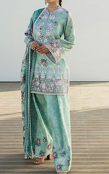 Zainab Chottani Mint Green Lawn Suit | Pakistani Lawn Dress in USA- Image 1