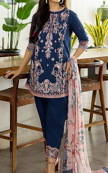 Zainab Chottani Blue Lawn Suit | Pakistani Lawn Dress in USA- Image 1