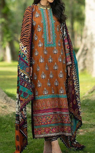 Zainab Chottani Brown Lawn Suit | Pakistani Lawn Dress in USA- Image 1