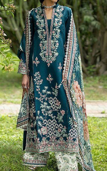 Zainab Chottani Teal Lawn Suit | Pakistani Lawn Dress in USA- Image 1
