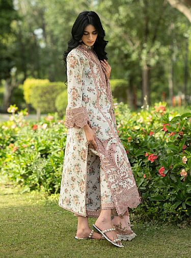 Zainab Chottani Off-white Lawn Suit | Pakistani Lawn Dress in USA- Image 2