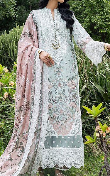 Zainab Chottani Sky Blue Lawn Suit | Pakistani Lawn Dress in USA- Image 1