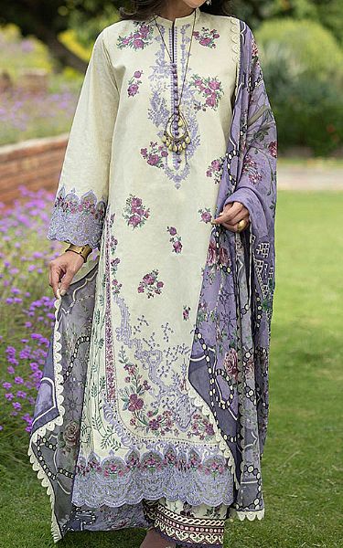 Zainab Chottani Ivory/Lavender Lawn Suit | Pakistani Lawn Dress in USA- Image 1