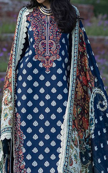 Zainab Chottani Navy Blue Lawn Suit | Pakistani Lawn Dress in USA- Image 2