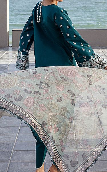 Zainab Chottani Bottle Green Lawn Suit | Pakistani Lawn Dress in USA- Image 2
