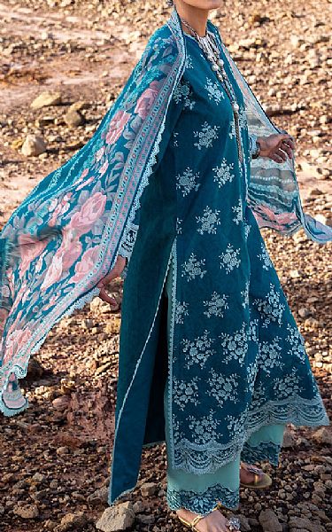 Zainab Chottani Teal Blue Jacquard Suit | Pakistani Lawn Dress in USA- Image 2