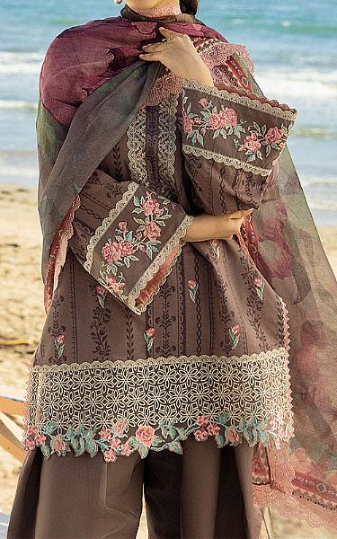 Zainab Chottani Beaver Brown Lawn Suit | Pakistani Lawn Dress in USA- Image 2