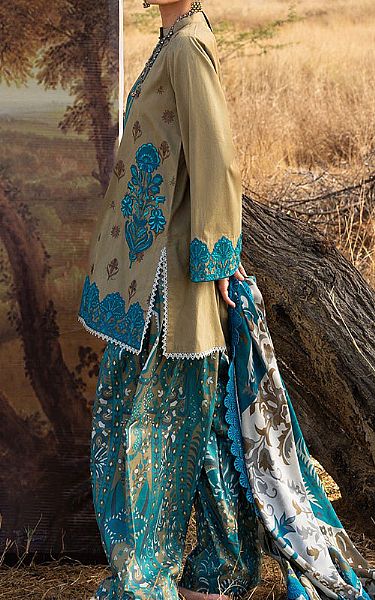 Zainab Chottani Mustard/Teal Jacquard Suit | Pakistani Lawn Dress in USA- Image 2