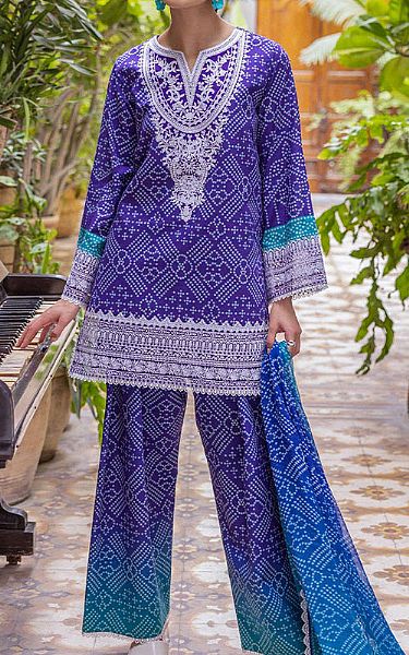 Zainab Chottani Indigo Lawn Suit | Pakistani Lawn Dress in USA- Image 1
