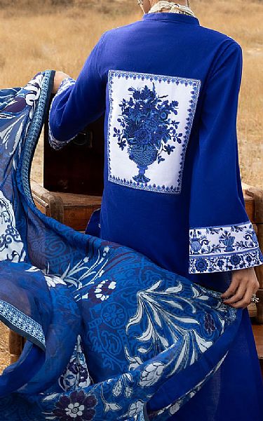 Zainab Chottani Royal Blue Jacquard Suit | Pakistani Lawn Dress in USA- Image 2