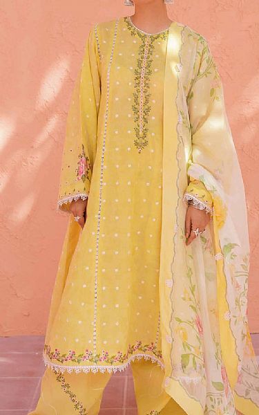 Zara Shahjahan Yellow Lawn Suit | Pakistani Lawn Suits- Image 1