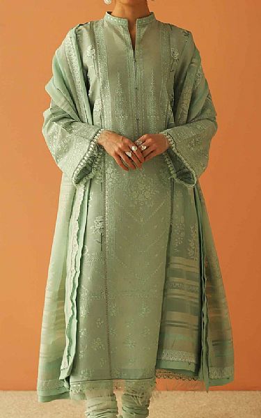 Zara Shahjahan Pistachio Green Jacquard Suit | Pakistani Lawn Suits- Image 1