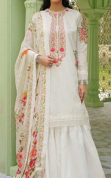 Zara Shahjahan White Lawn Suit | Pakistani Lawn Suits- Image 1