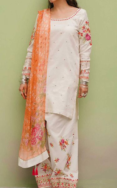 Zara Shahjahan White Jacquard Suit | Pakistani Lawn Suits- Image 1